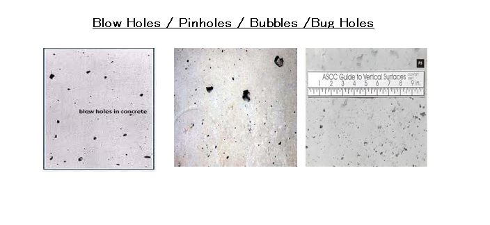 Blow Holes Pinholes Bubbles Bug holes in Concrete