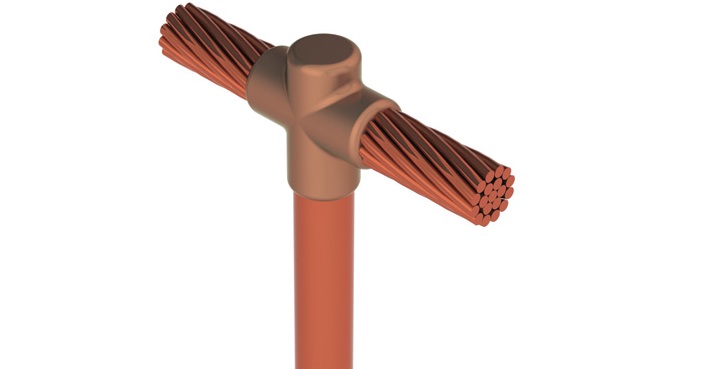 Connect earth rod to bare copper wire