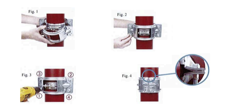 Installation of Grip Collars for drainage pipe installation